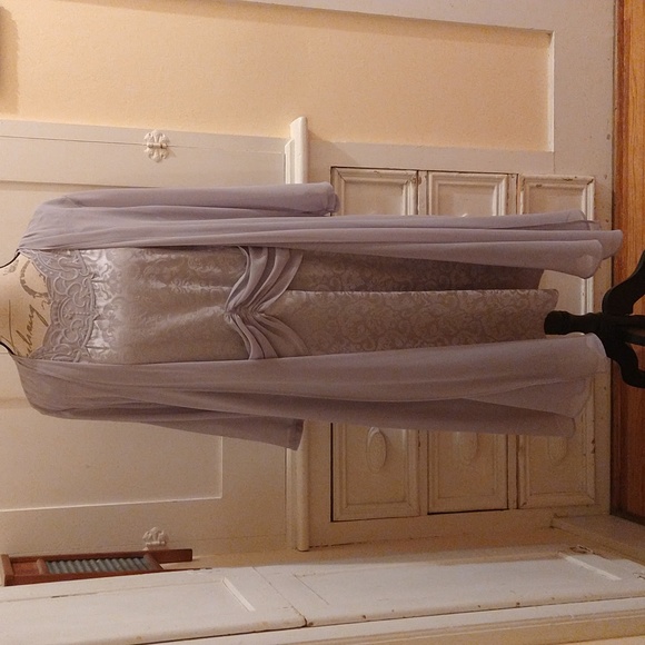 Floryday gray tone on tone formal dress and jacket Sz XL - Picture 1 of 8